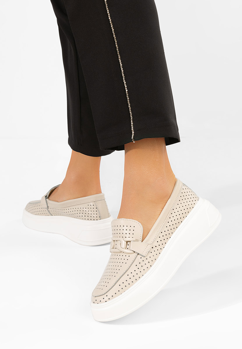 Valerina bézs női bőr mokaszin