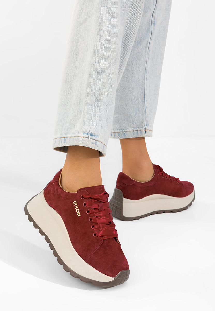 Gonelia borvörös női bőr sneaker