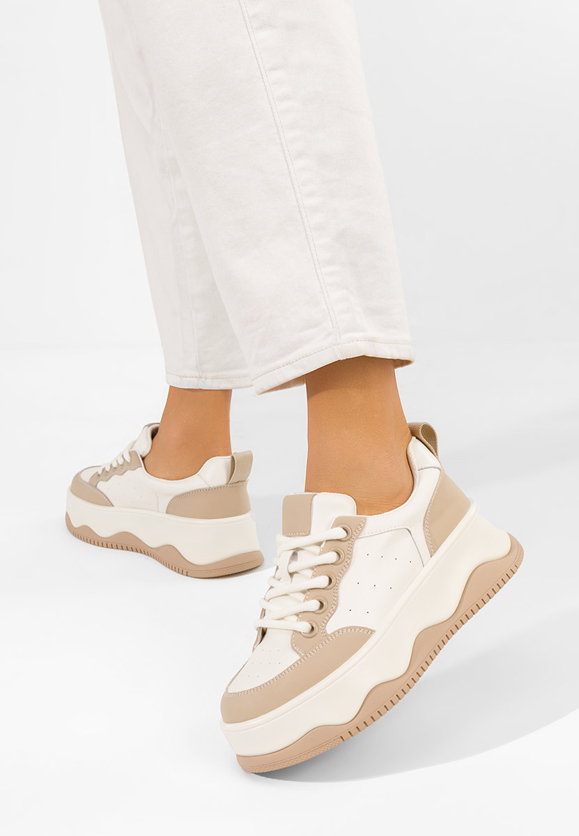 Euselia fehér női bőr sneaker