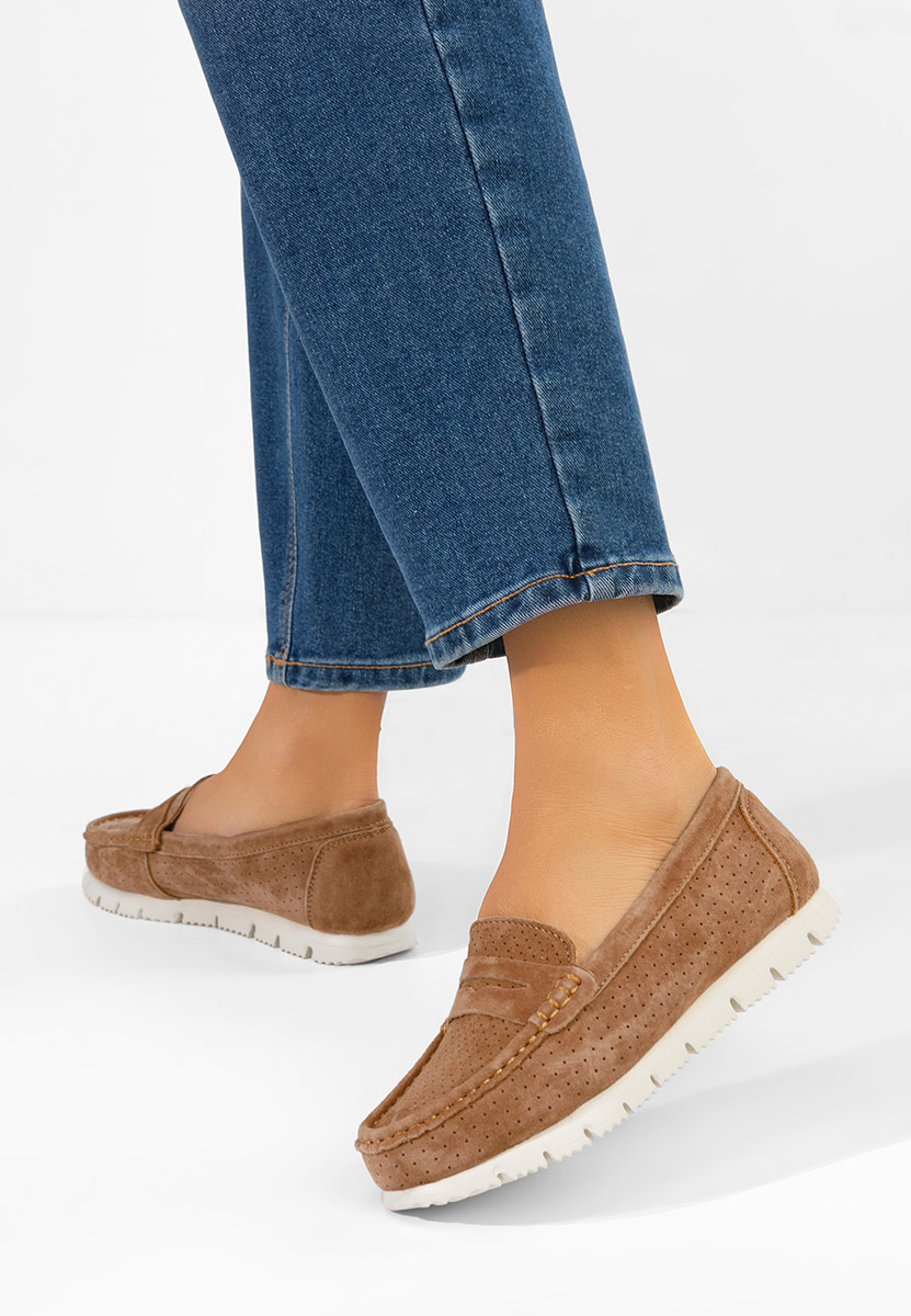 Valerimia barna bőr mokaszin női