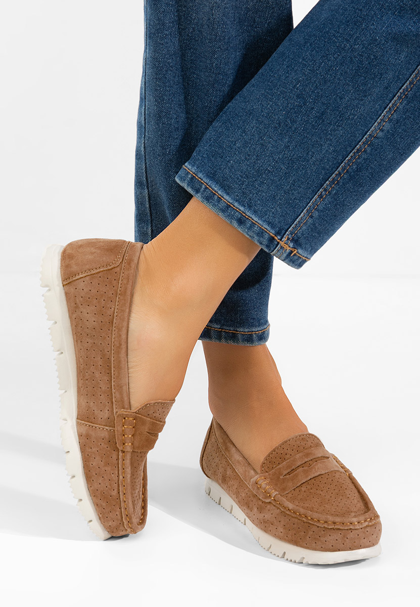 Valerimia barna bőr mokaszin női