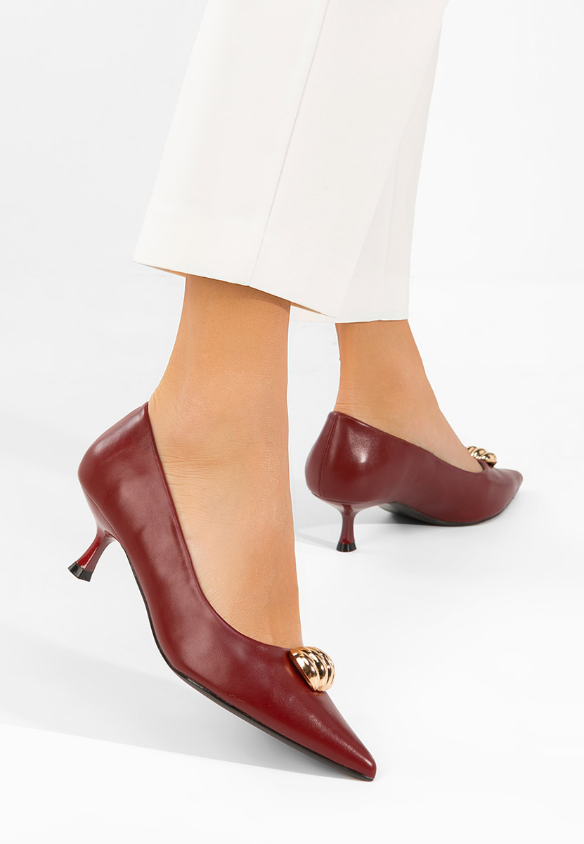 Ruxanda borvörös alacsony sarkú körömcipő