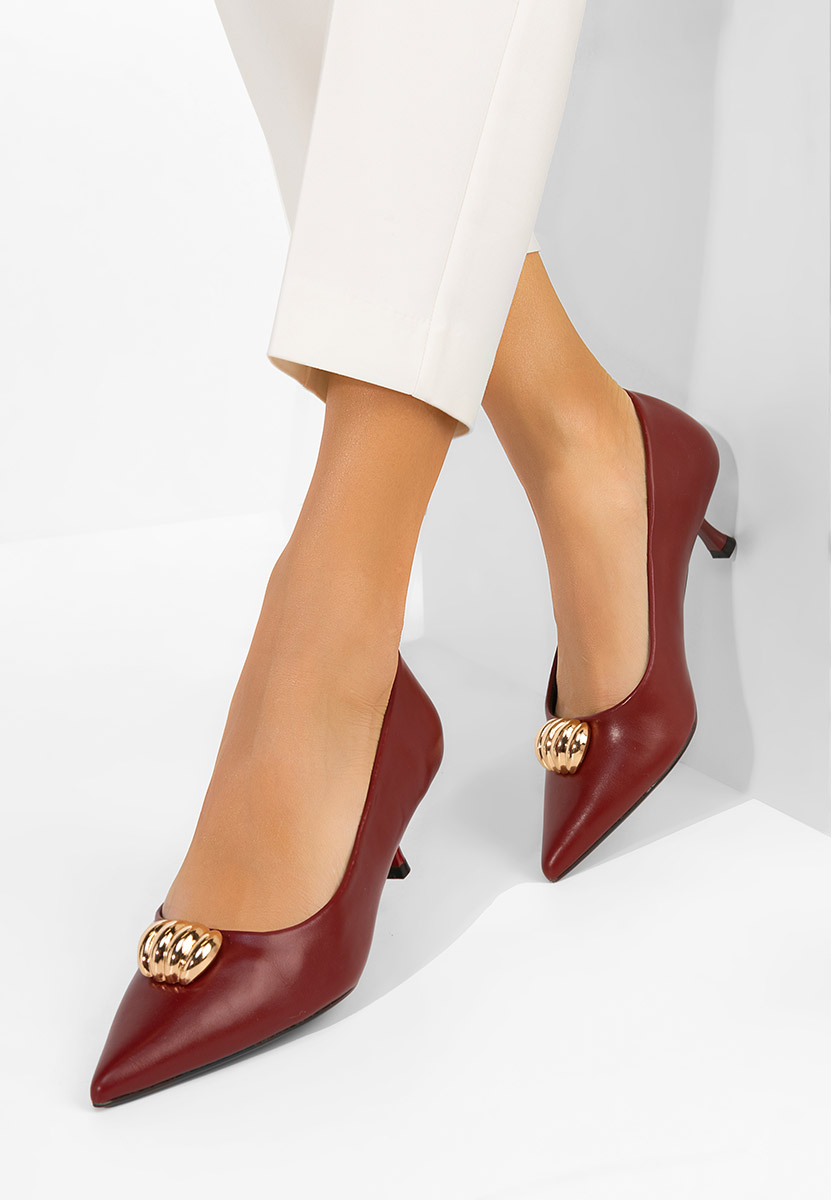 Ruxanda borvörös alacsony sarkú körömcipő