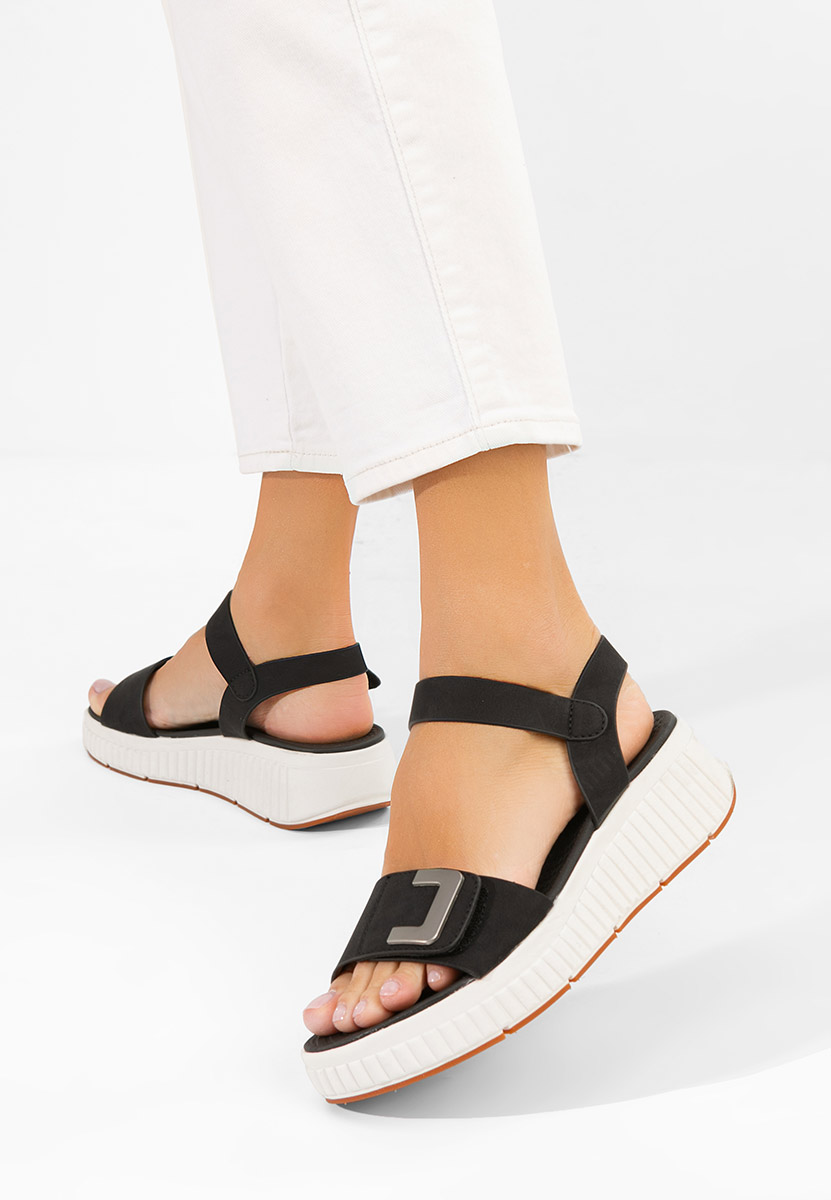Cistela fekete platform szandál szandál