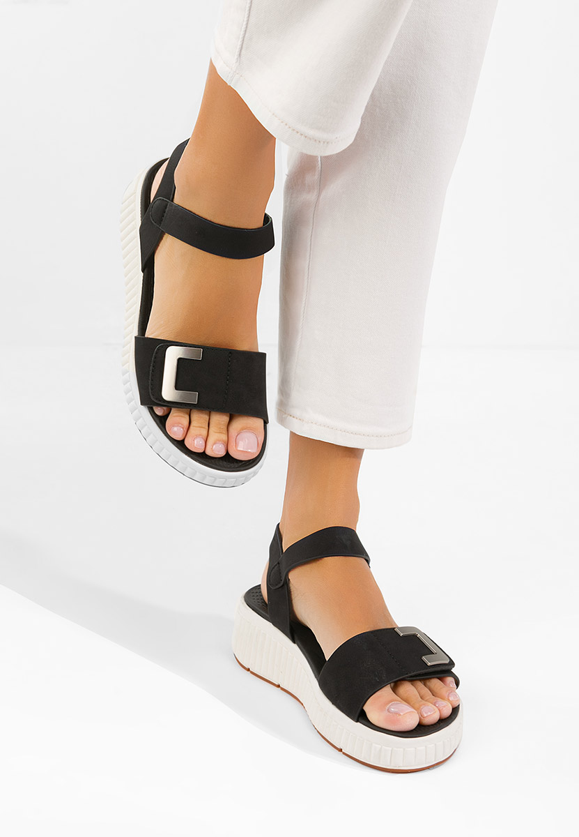 Cistela fekete platform szandál szandál