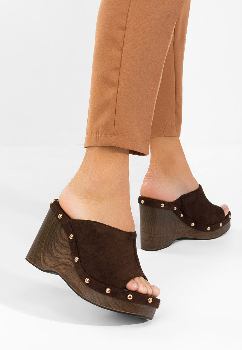 Jazminia barna telitalpú platform papucs