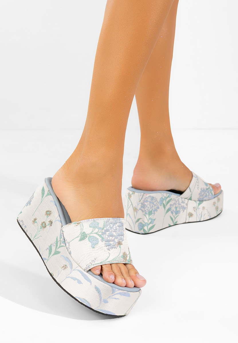 Anhela v2 bézs telitalpú platform papucs