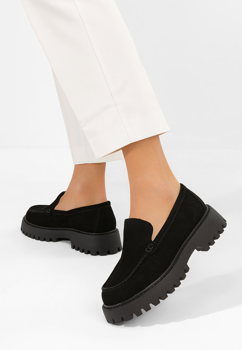 Analeia fekete női magas talpú mokaszin