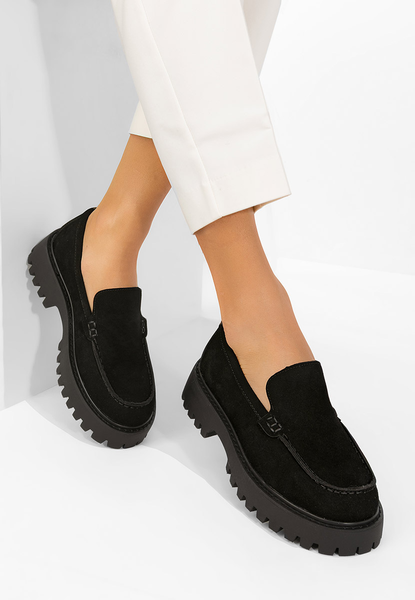 Analeia fekete női magas talpú mokaszin