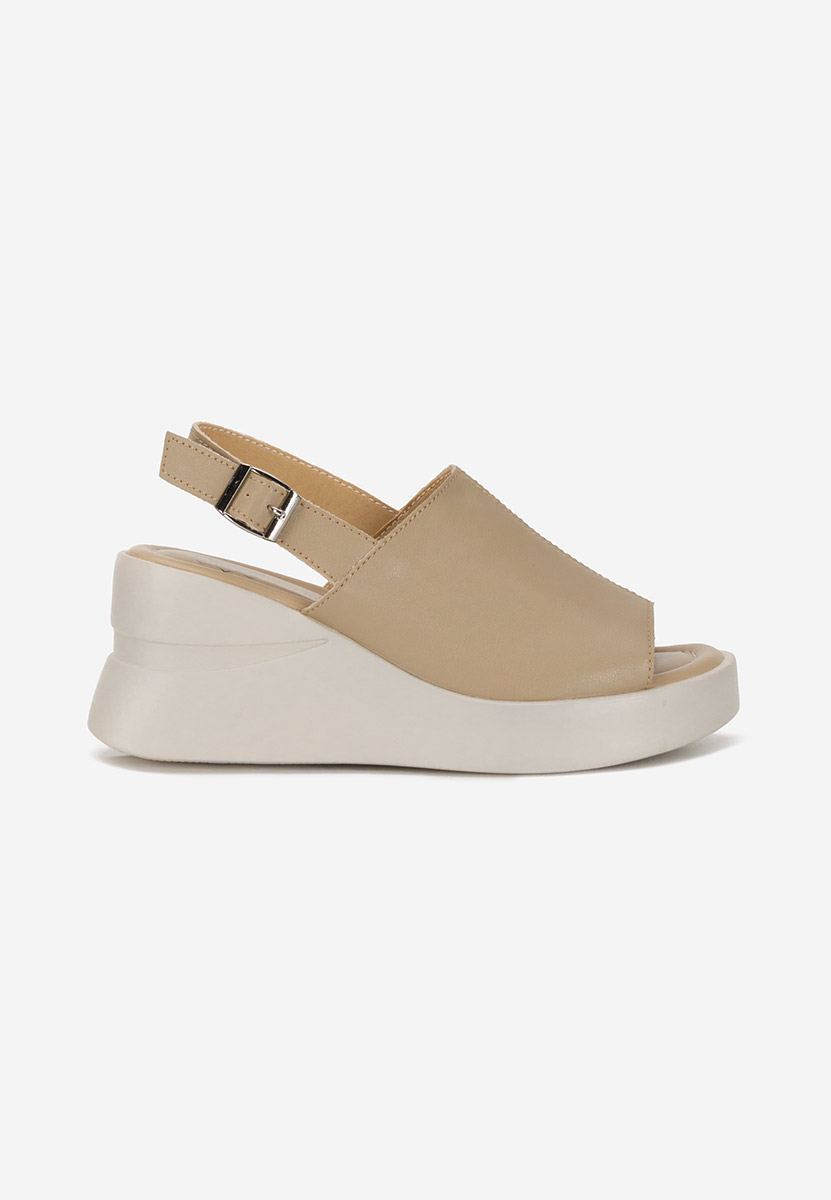 Sorra khaki bőr platform szandál