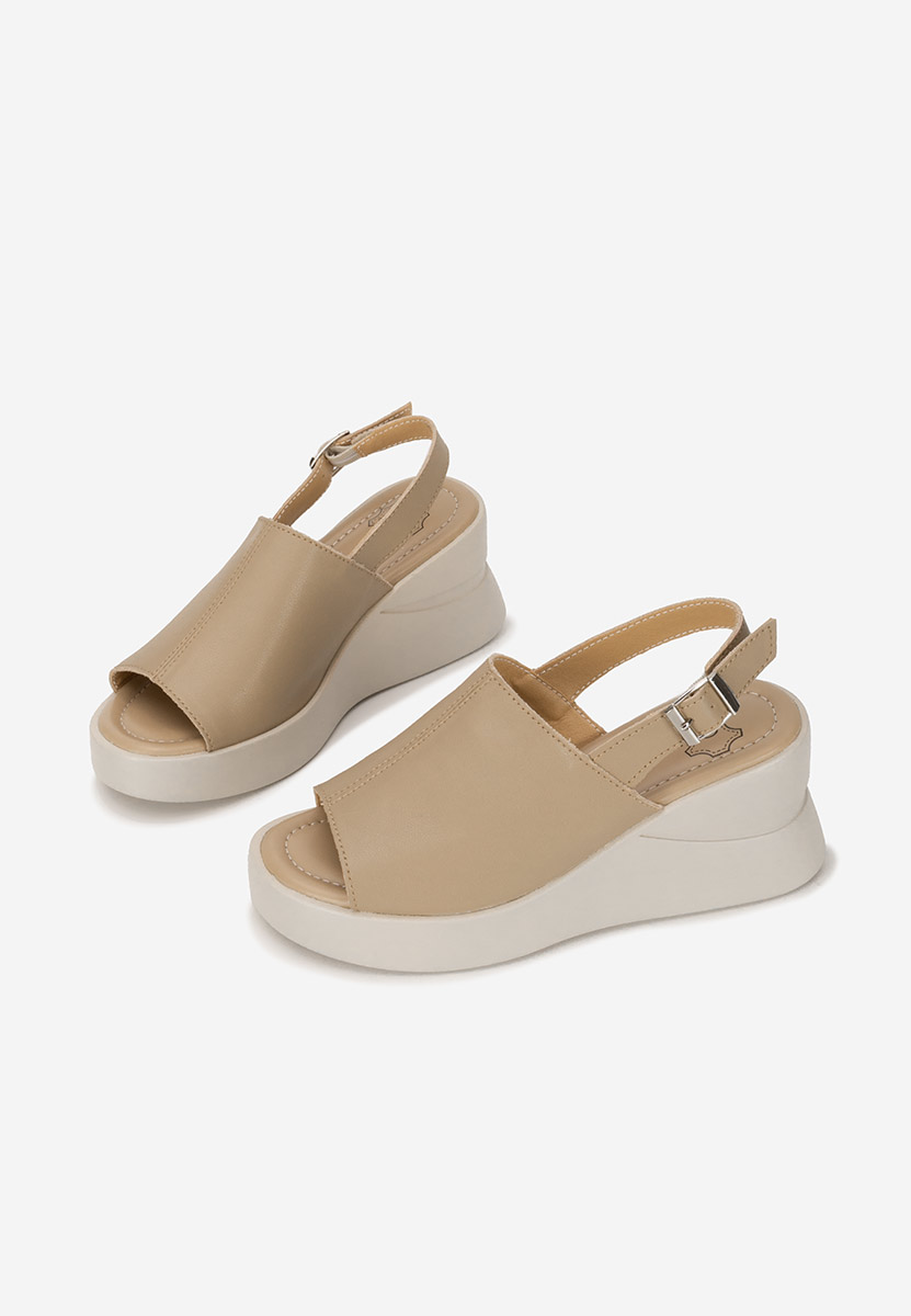 Sorra khaki bőr platform szandál