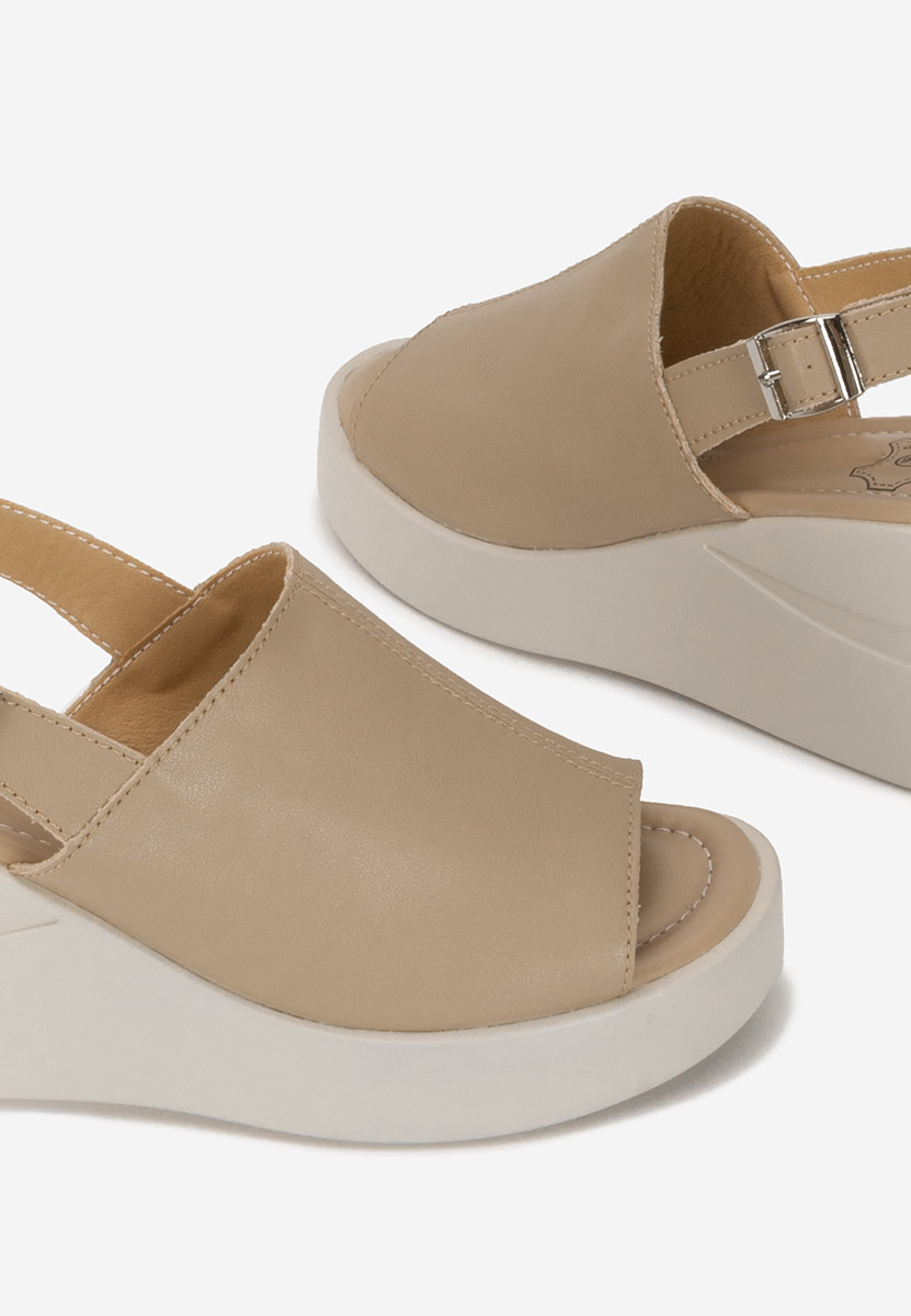 Sorra khaki bőr platform szandál
