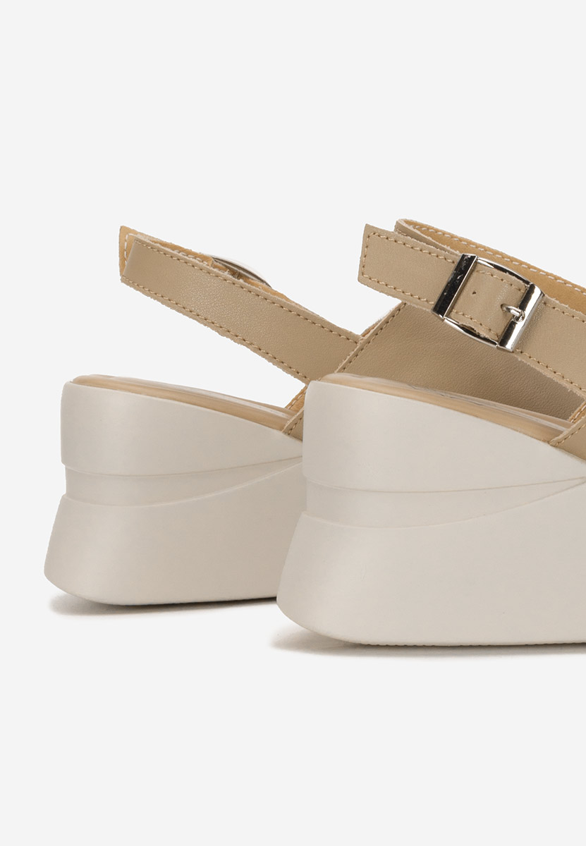 Sorra khaki bőr platform szandál