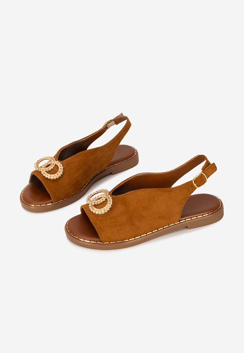 Olivera camel lapos talpú szandál