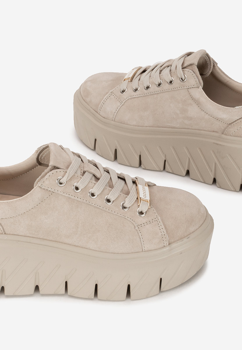 Nabashia bézs női bőr sneaker