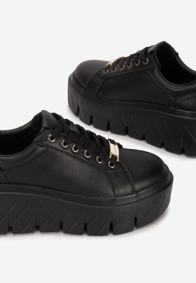 Nabashia fekete női bőr sneaker