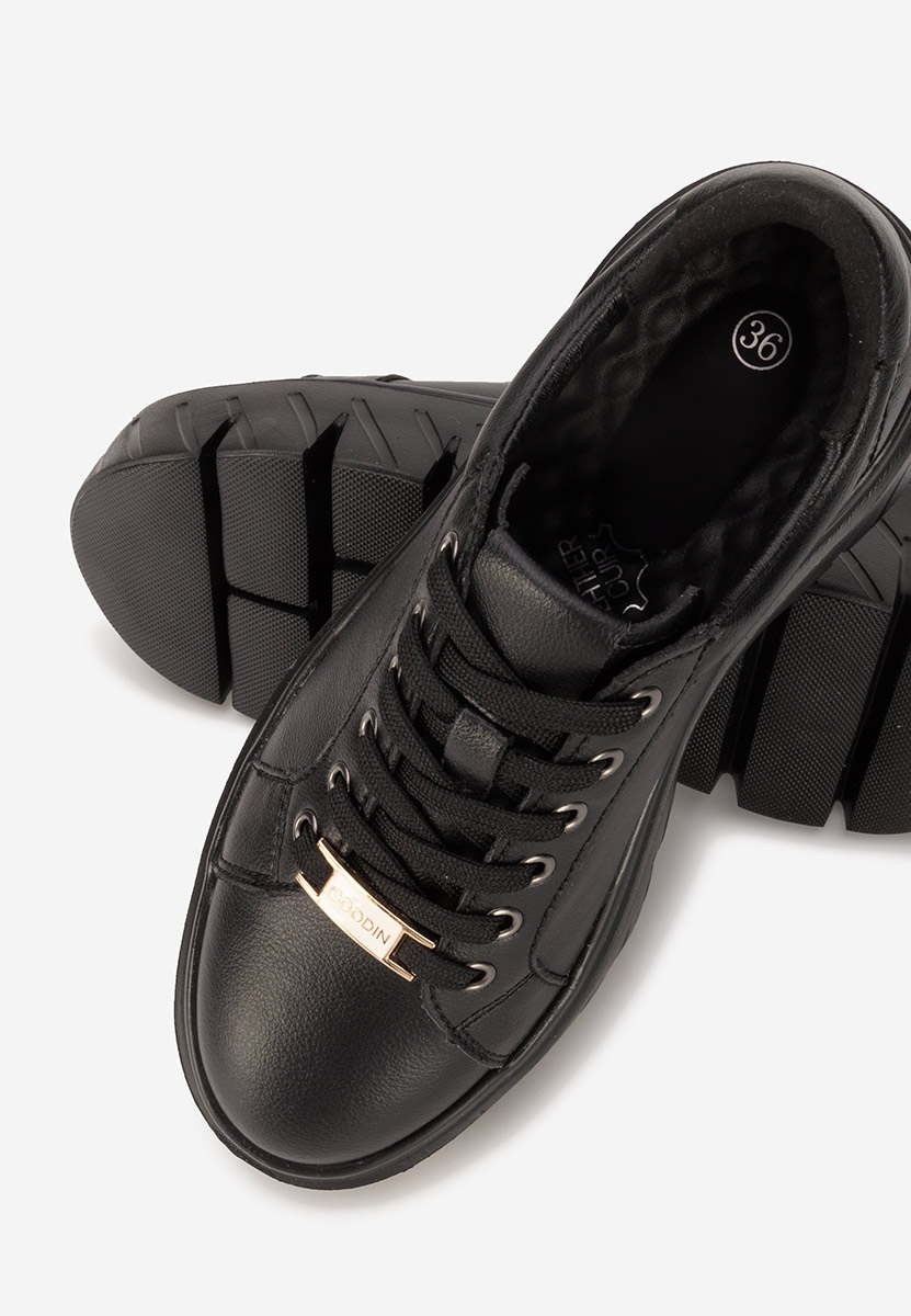 Nabashia fekete női bőr sneaker