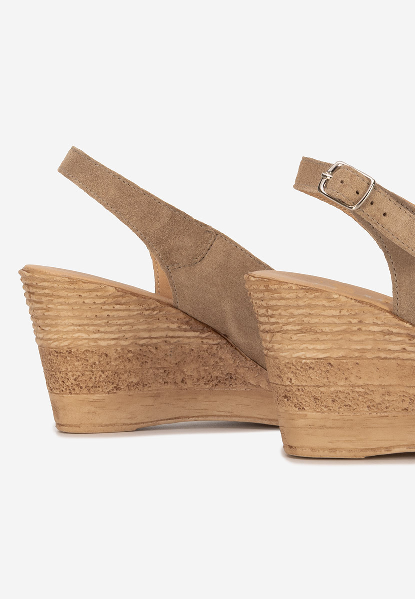 Anelka khaki bőr platform szandál