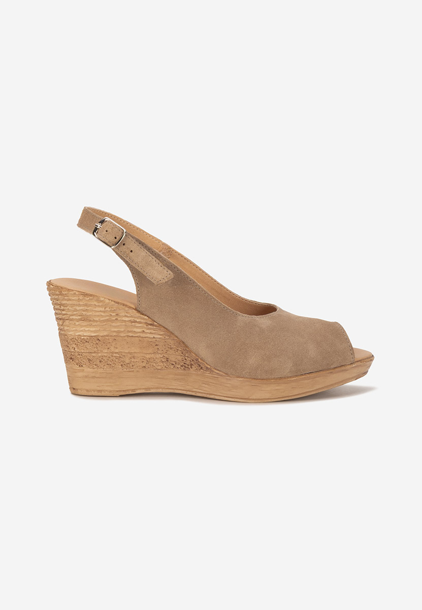 Anelka khaki bőr platform szandál