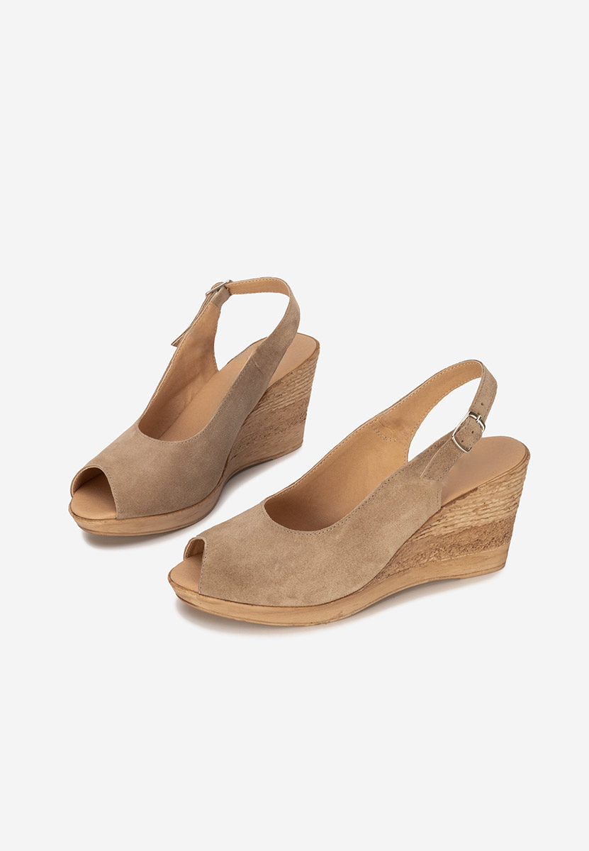 Anelka khaki bőr platform szandál