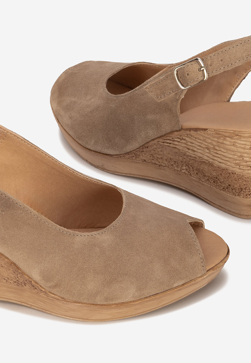 Anelka khaki bőr platform szandál