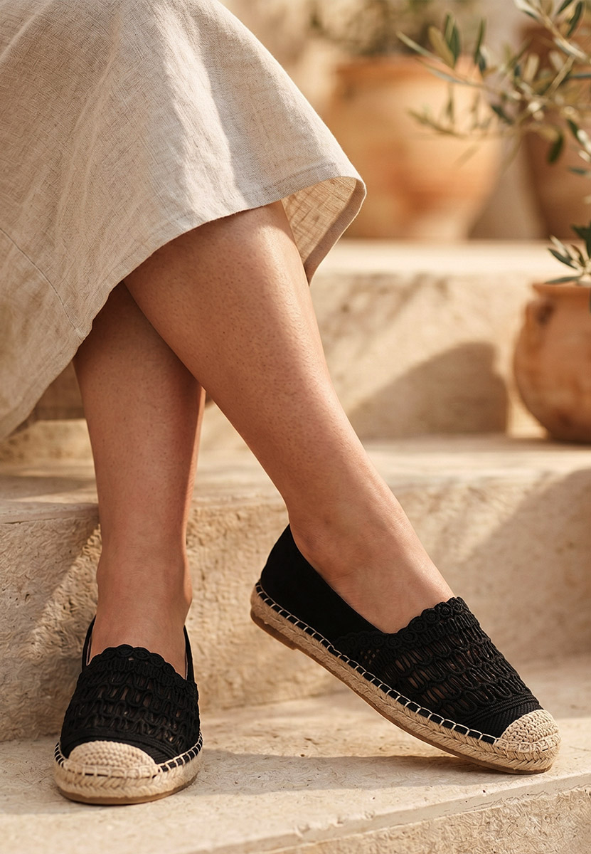 Henley fekete női espadrilles