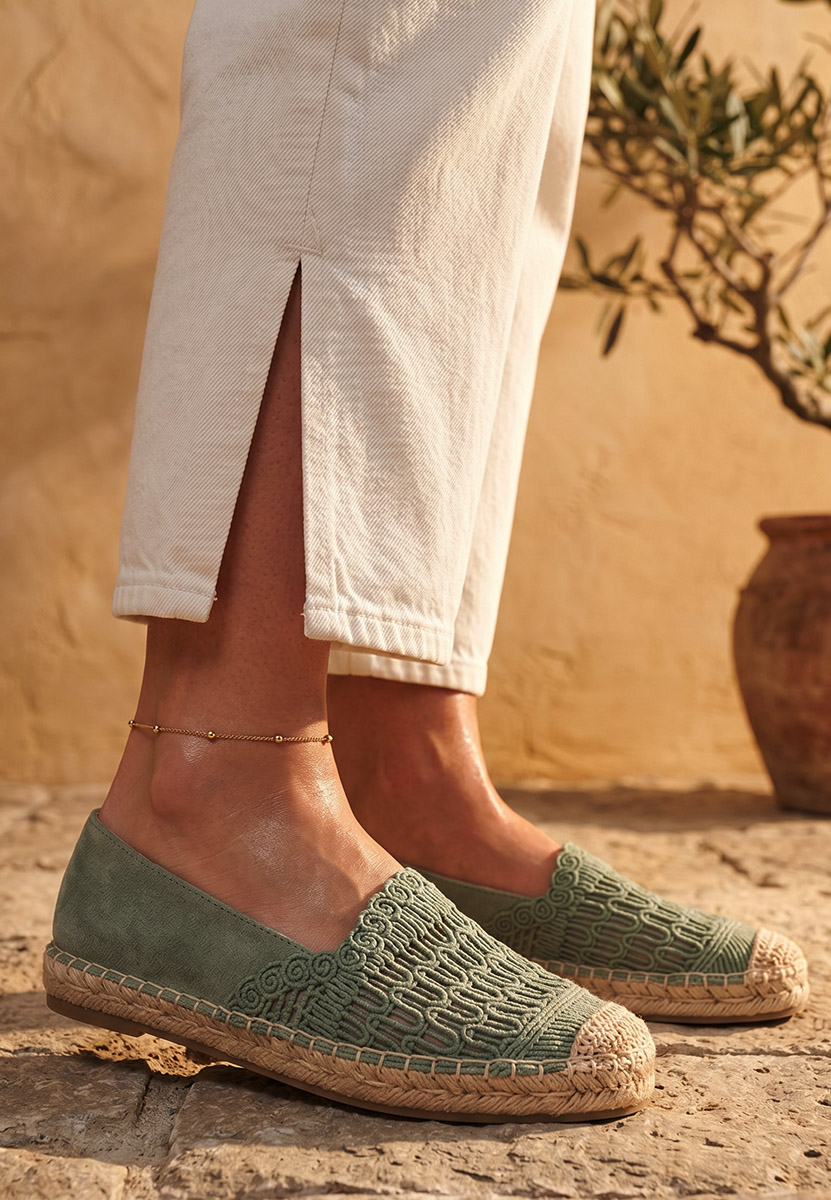 Henley zöld női espadrilles