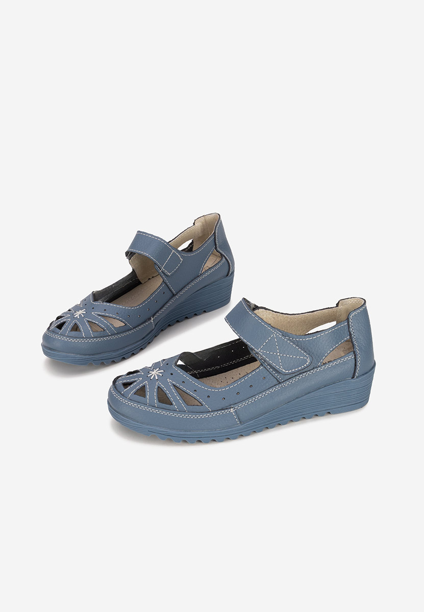 Denim cassina v2 kék bőr balerina