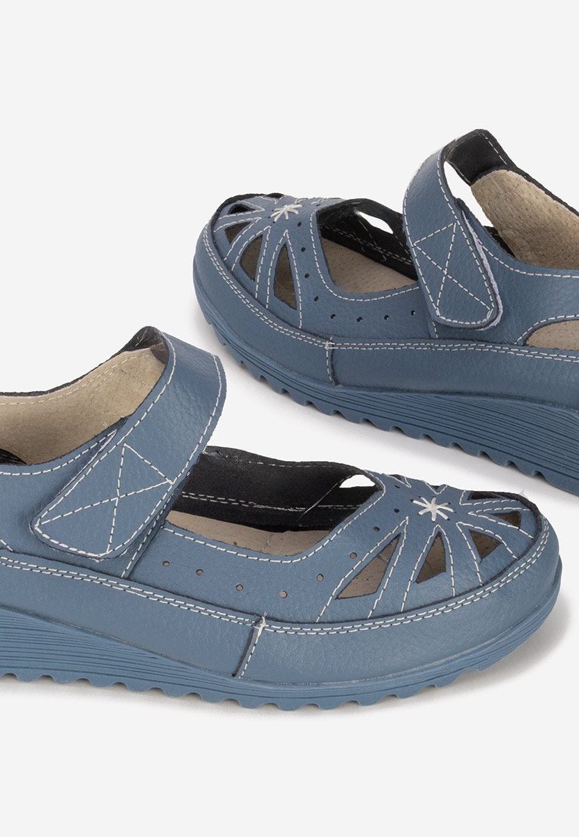 Denim cassina v2 kék bőr balerina