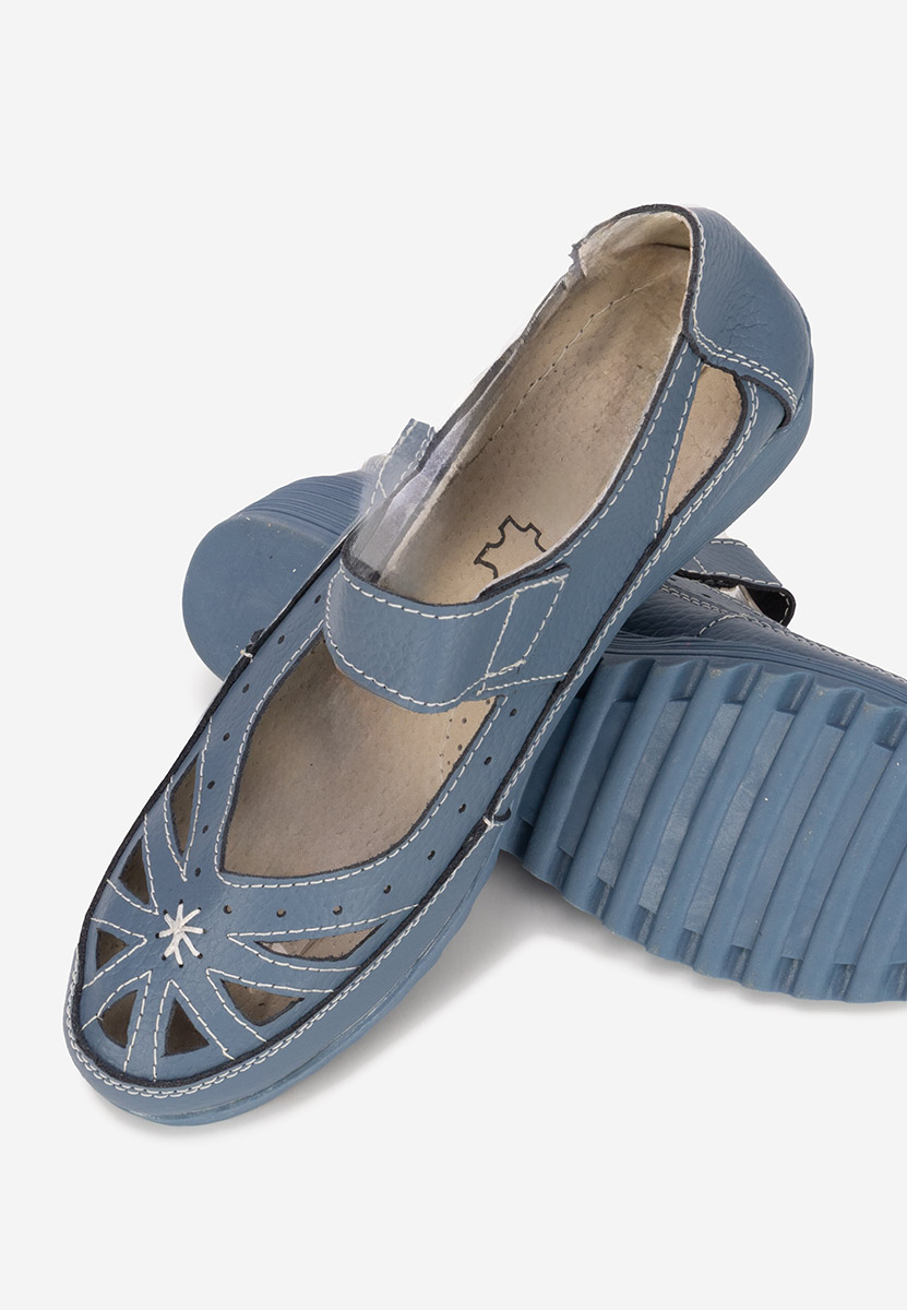 Denim cassina v2 kék bőr balerina