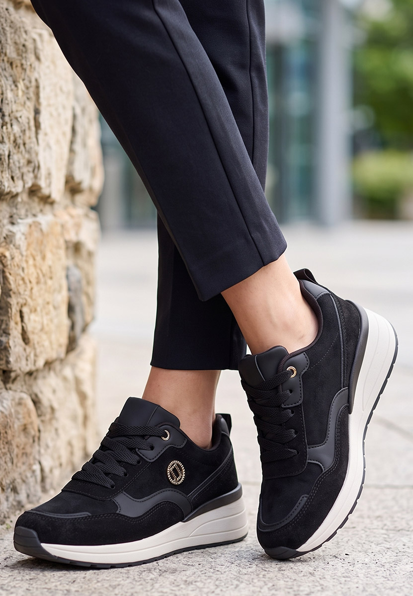 Sindya fekete platform sneaker cipő 