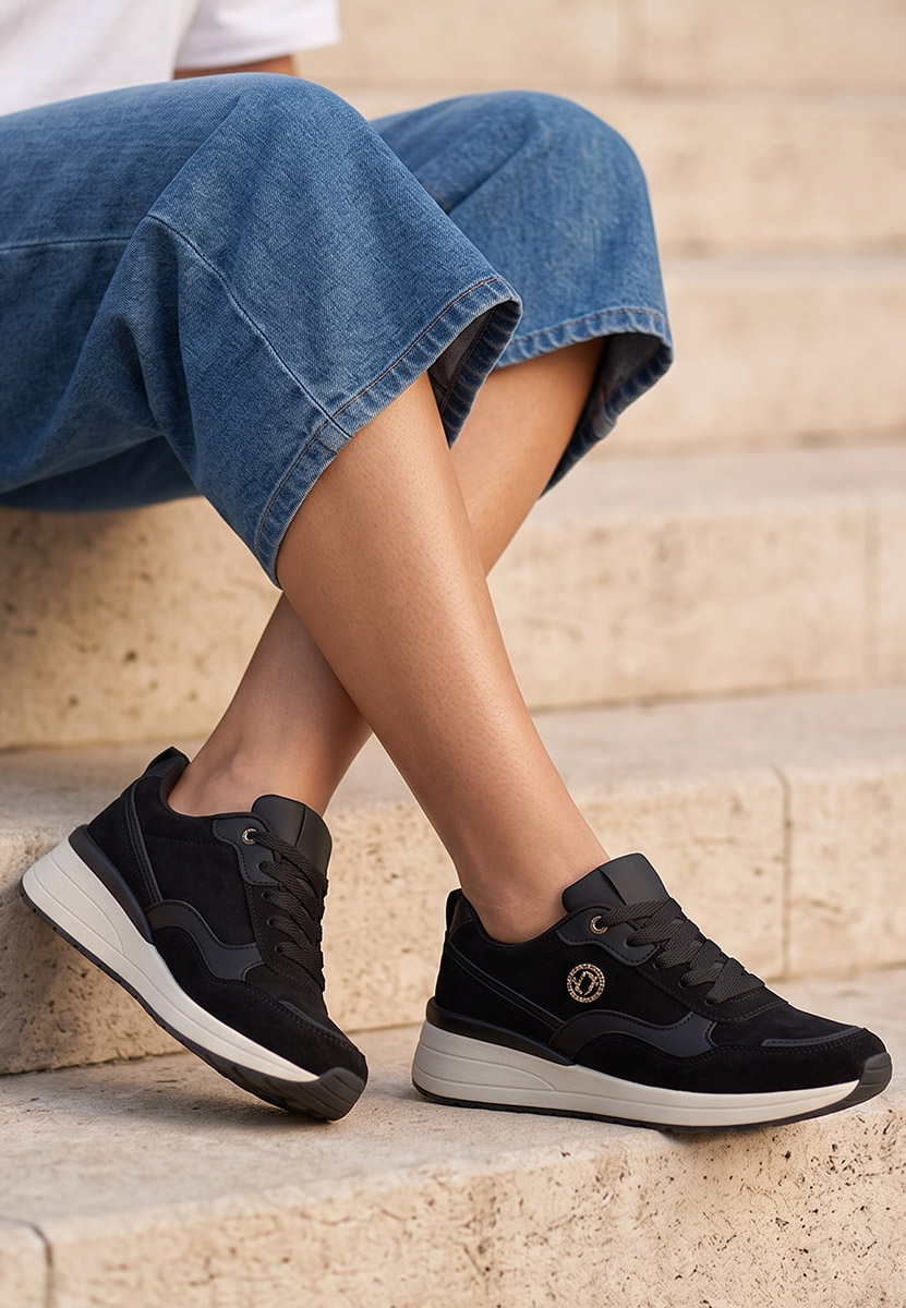 Sindya fekete platform sneaker cipő 