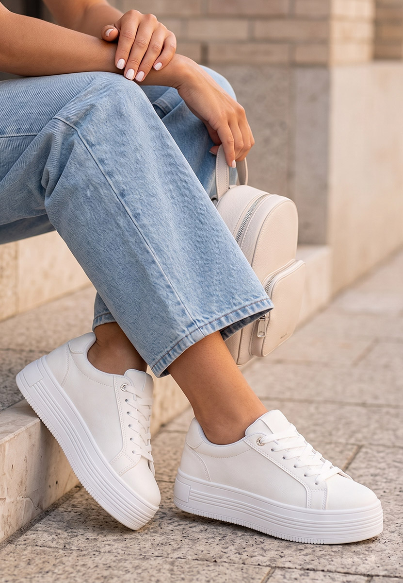 Sidoneya fehér telitalpú platform sneaker