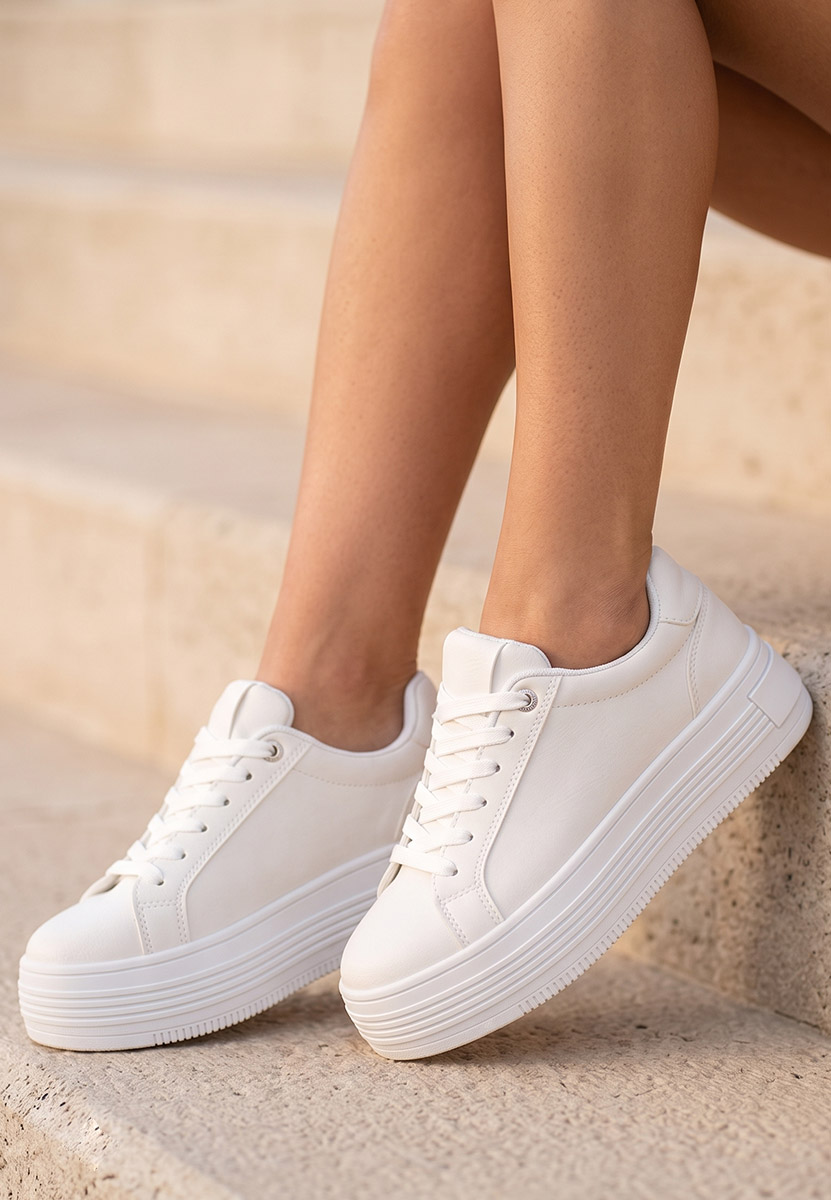 Sidoneya fehér telitalpú platform sneaker