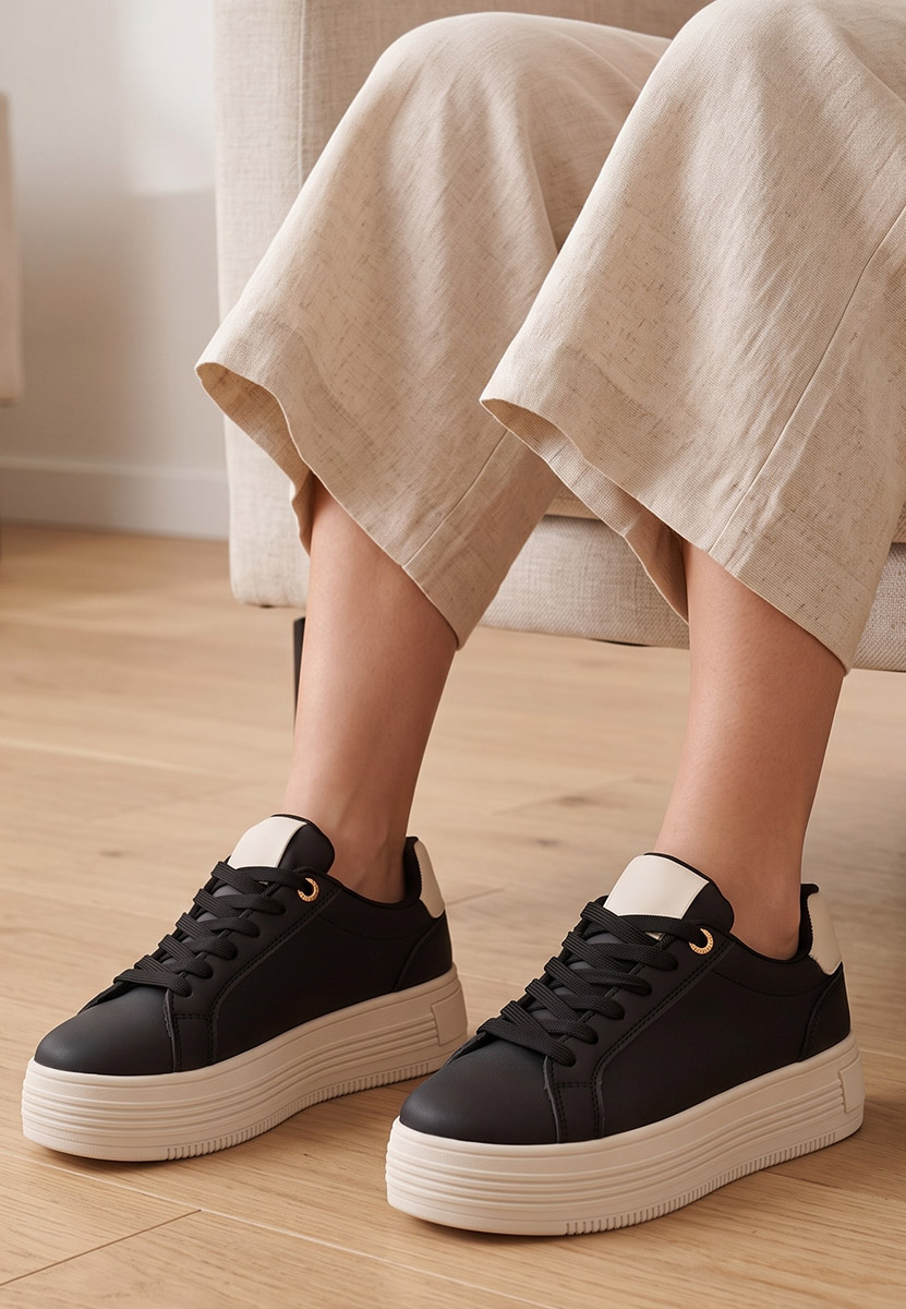 Sidoneya fekete telitalpú platform sneaker