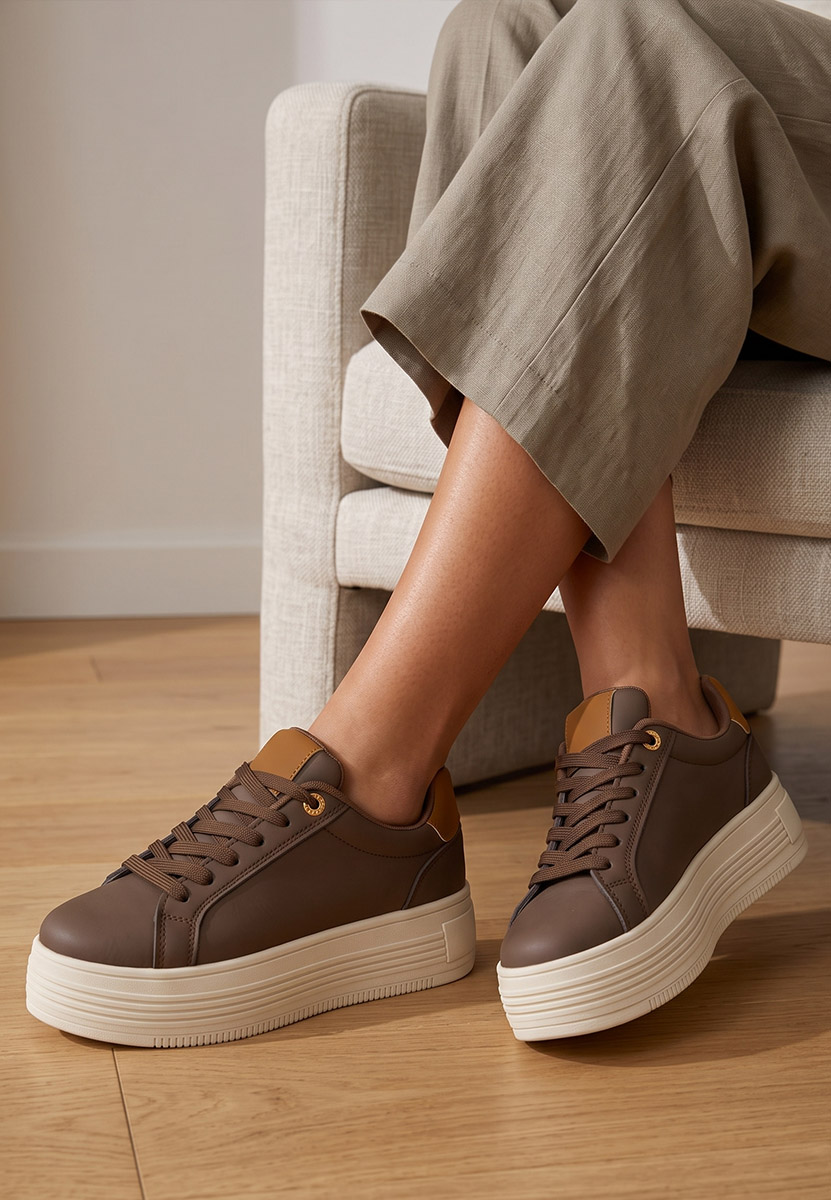 Sidoneya barna telitalpú platform sneaker