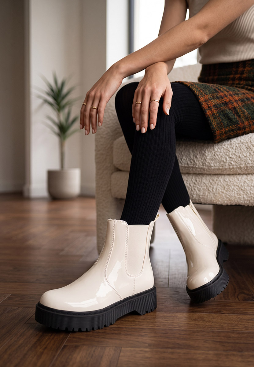 Ginger bézs chelsea bokacsizma