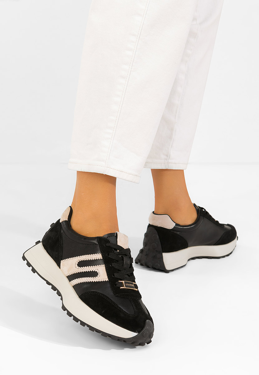 Sorellia fekete női bőr sneaker