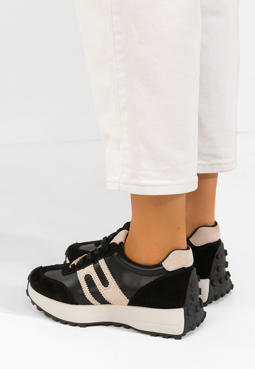 Sorellia fekete női bőr sneaker