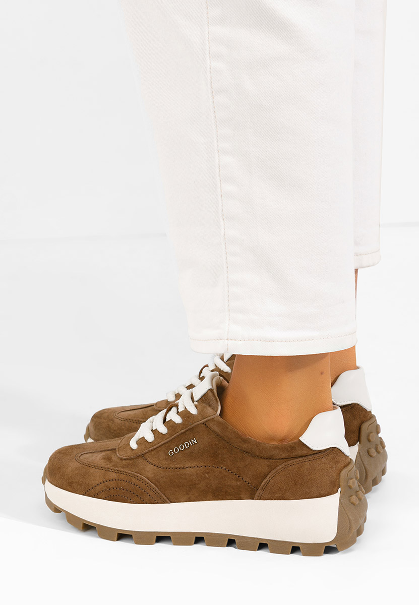 Isniella barna női bőr sneaker