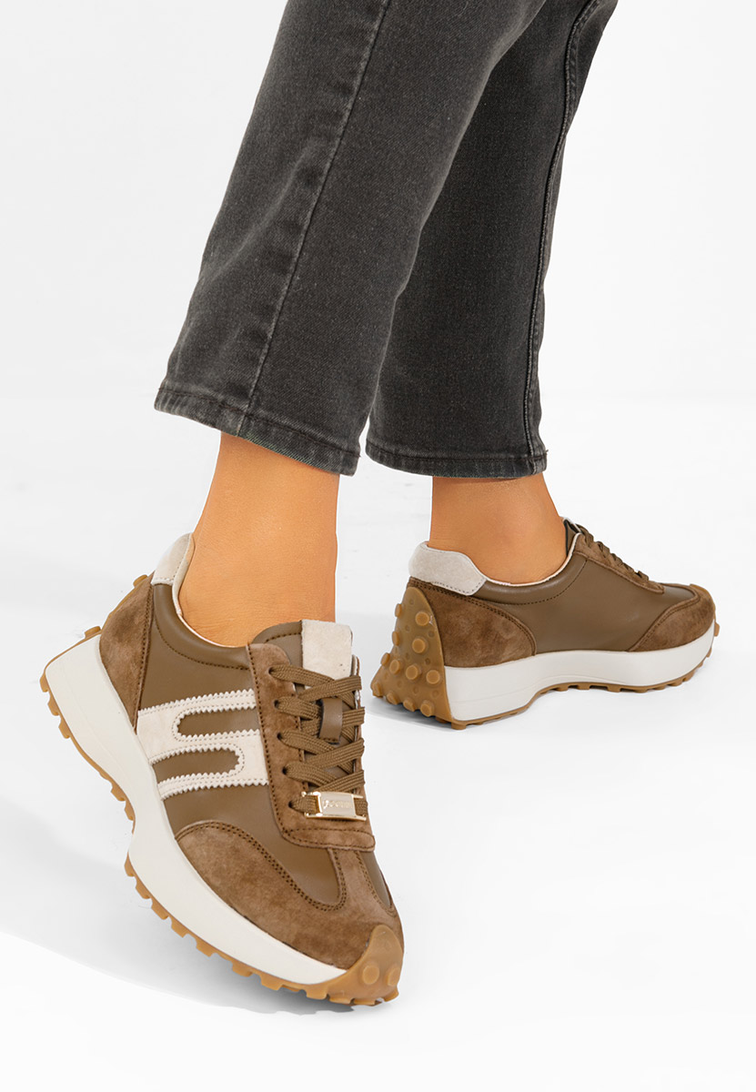 Sorellia barna női bőr sneaker
