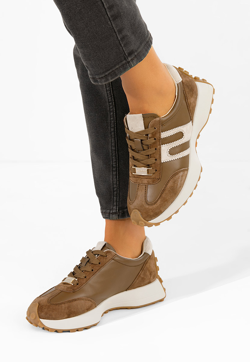 Sorellia barna női bőr sneaker