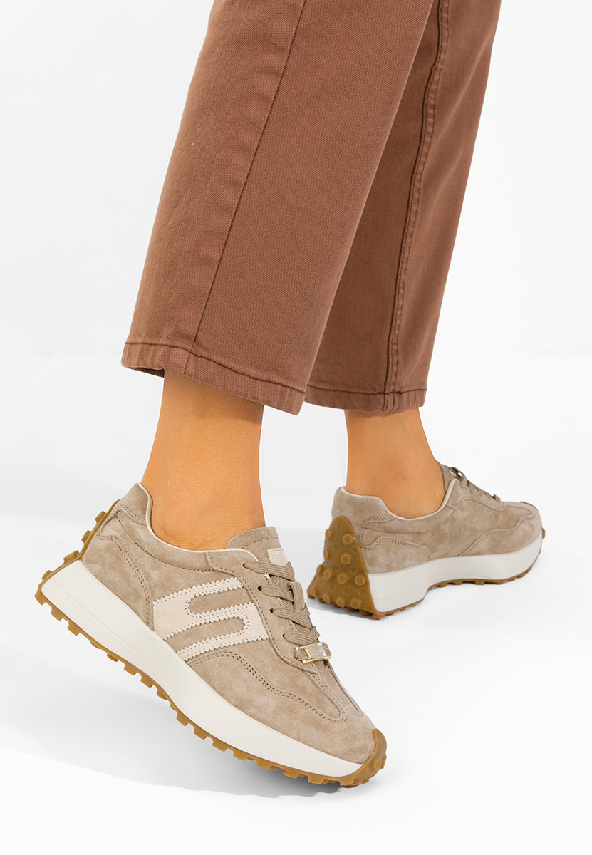 Samiara bézs női bőr sneaker