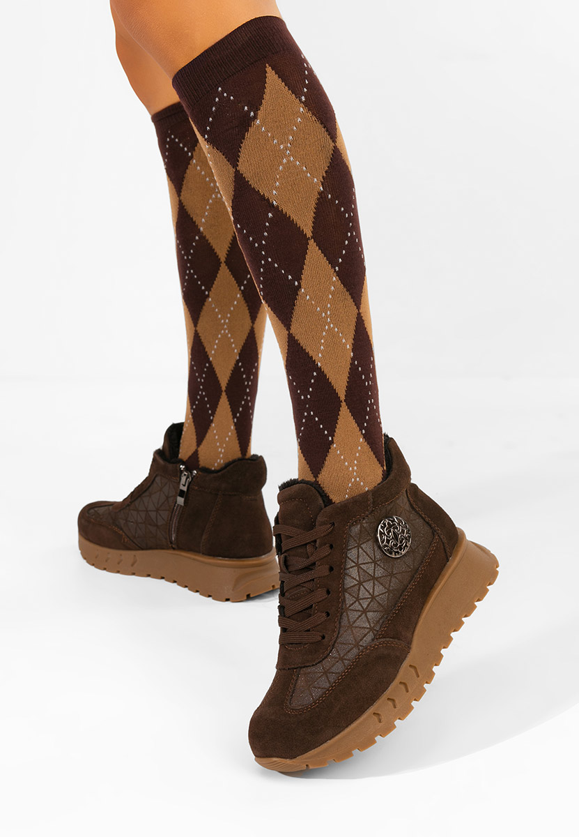Careloa barna női bőr sneaker