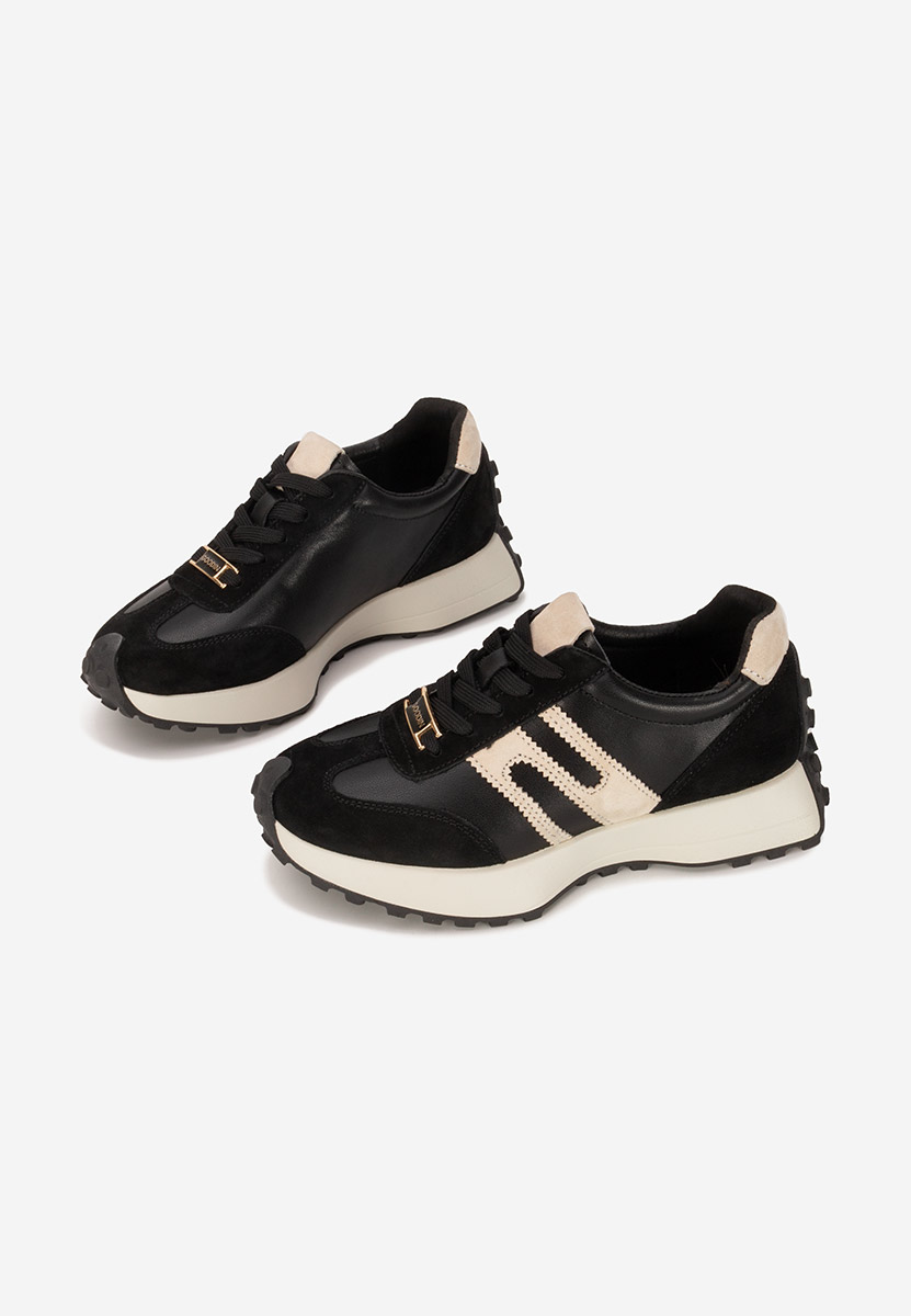 Sorellia fekete női bőr sneaker