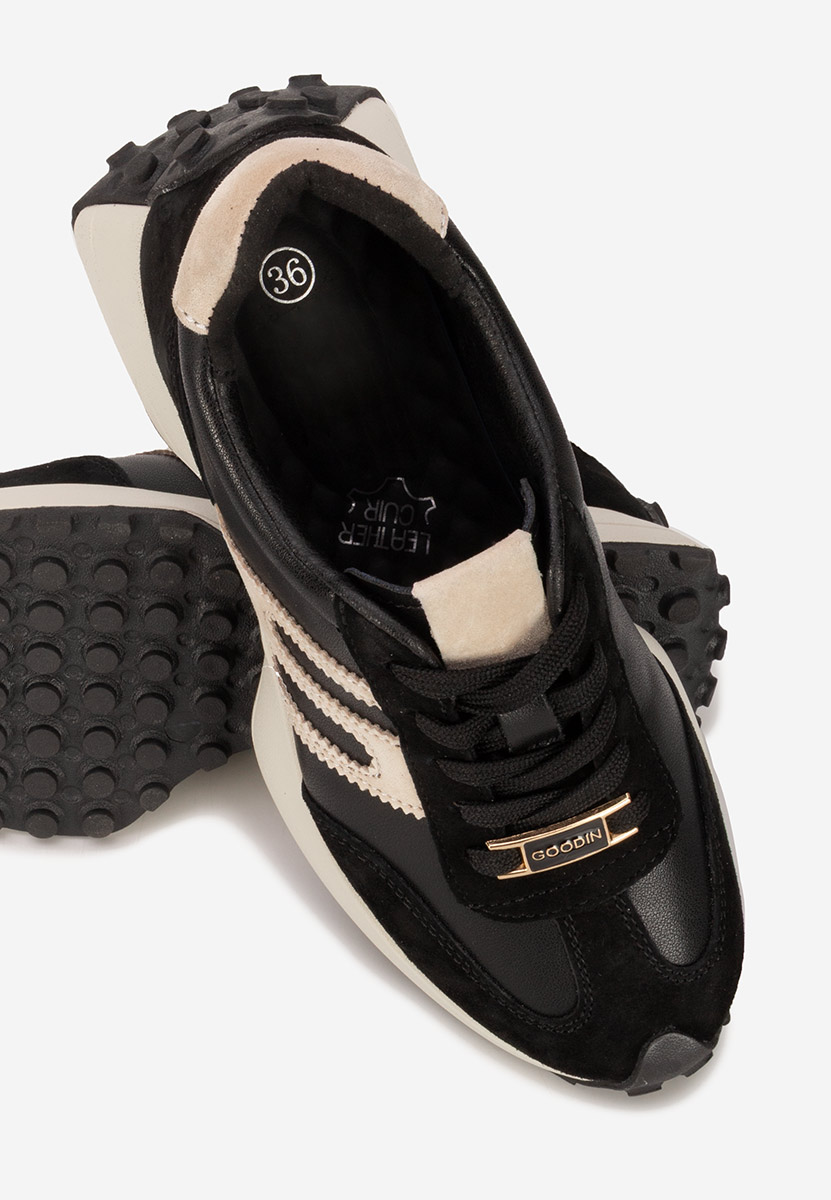 Sorellia fekete női bőr sneaker