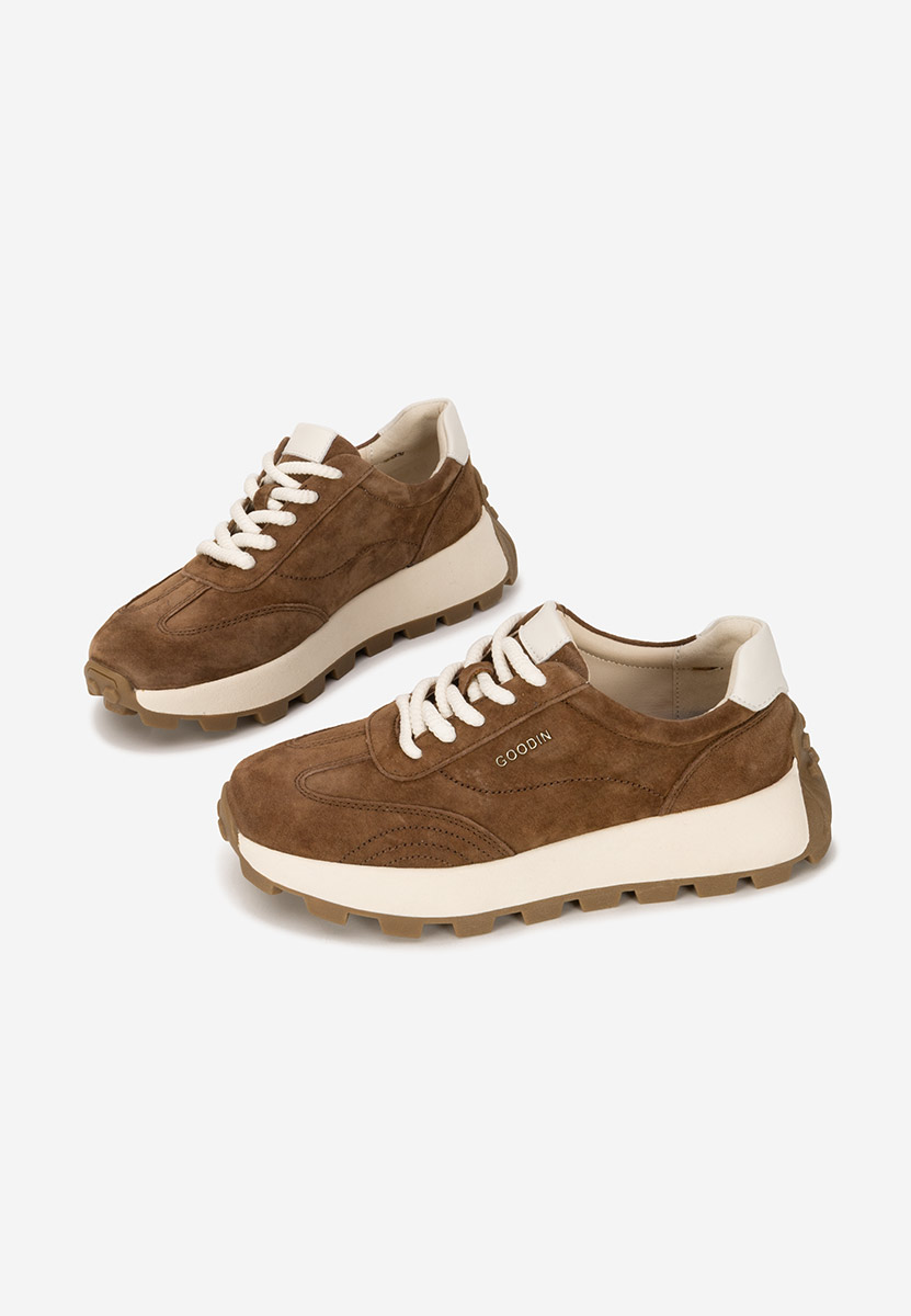 Isniella barna női bőr sneaker