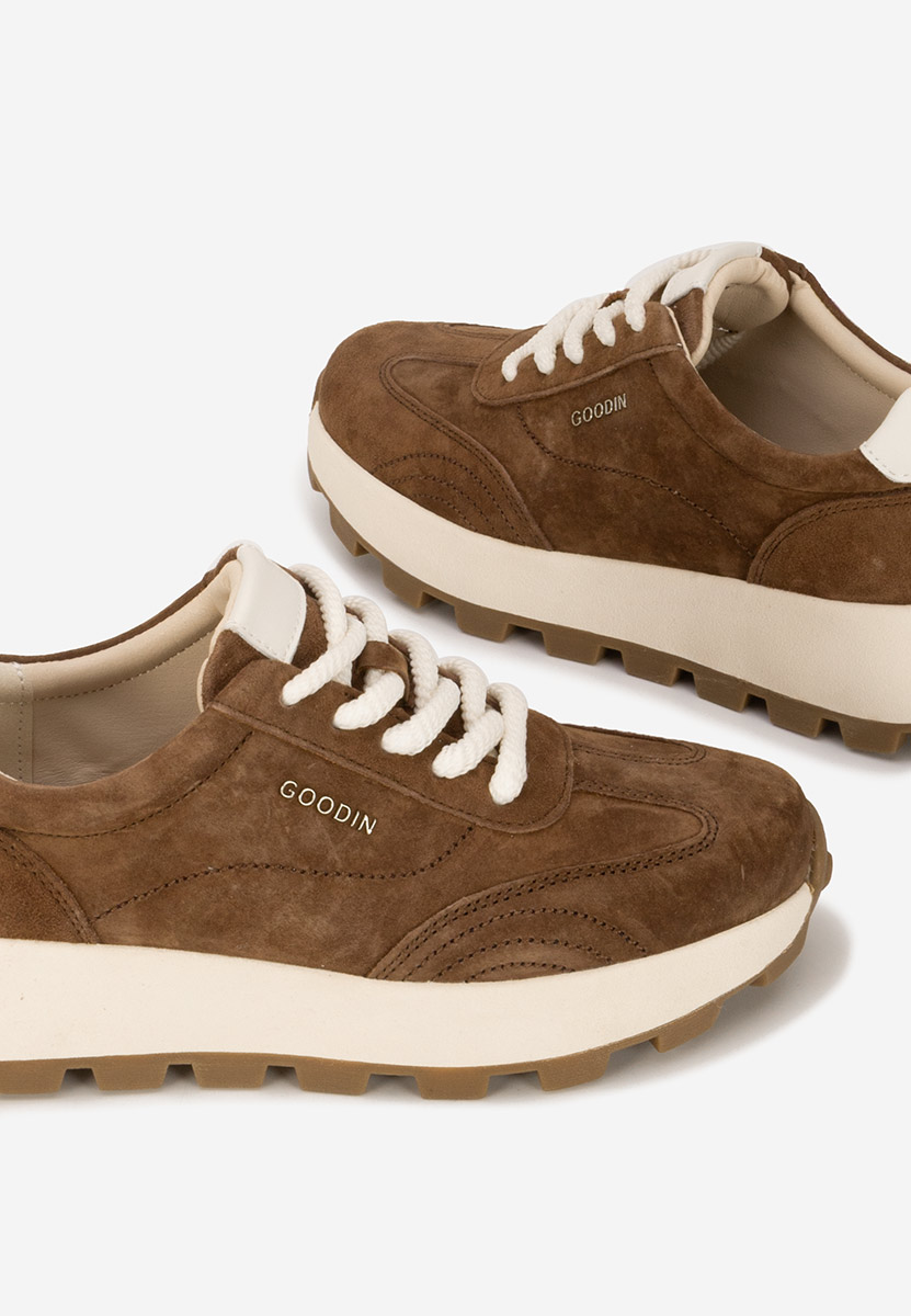 Isniella barna női bőr sneaker