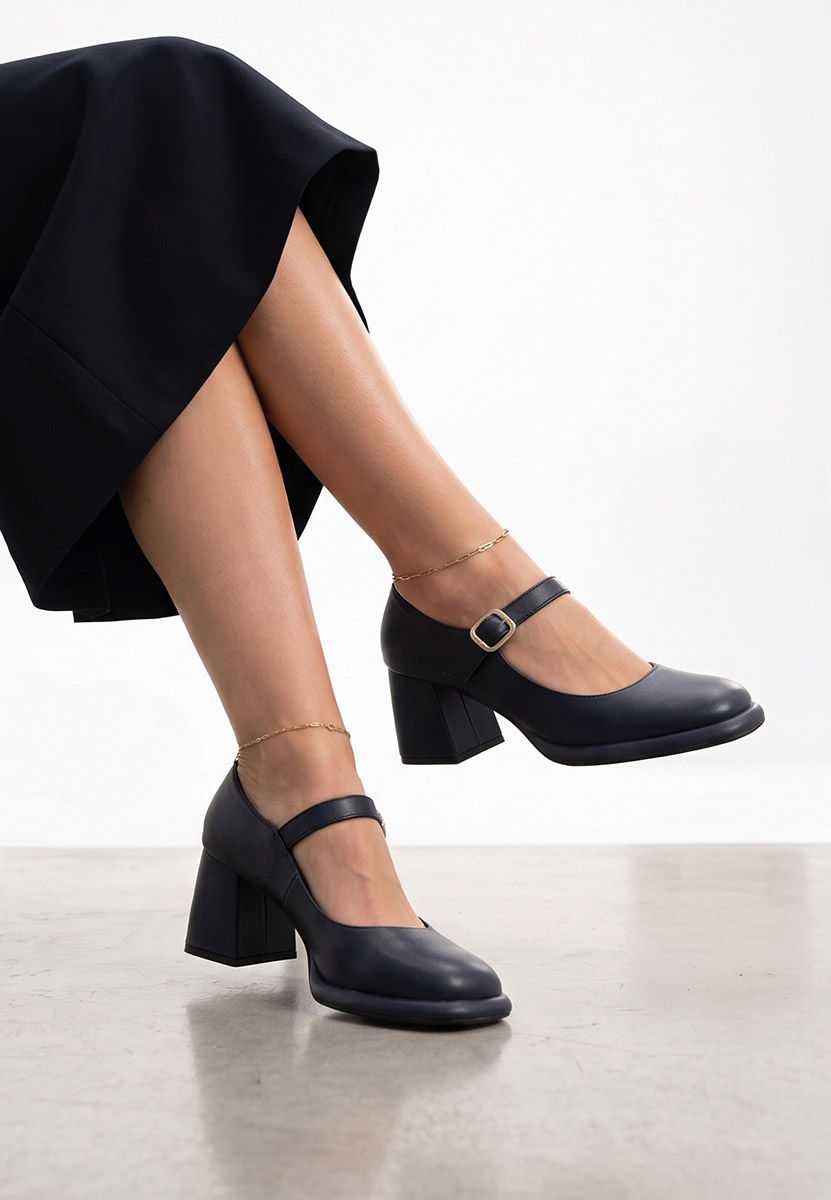 Alisara tengerészkék bőr félcipő