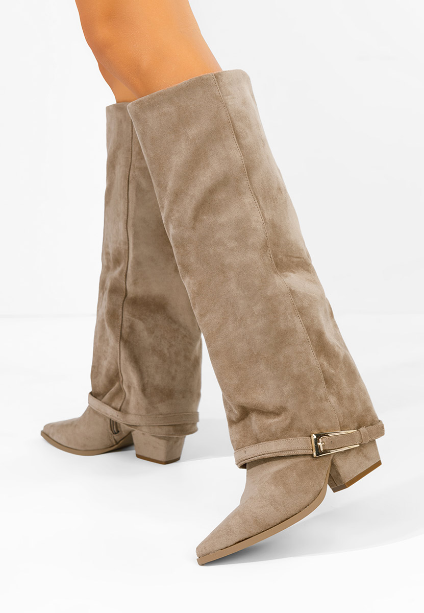Anolia khaki magassarkú csizma